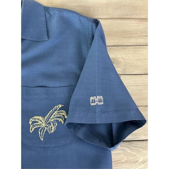 Havanera Tropical Blue Embroidered Palm Tree Resort Button Shirt Size Medium - Picture 5 of 10
